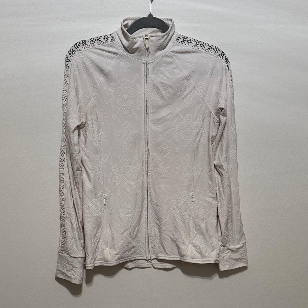 White Lace-Trim Zip Jacket